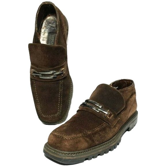 Versace Italy Classic V2 Dress Shoes Brown Suede Bit Loafers Ankle Boots Men's 9 - Picture 5 of 13